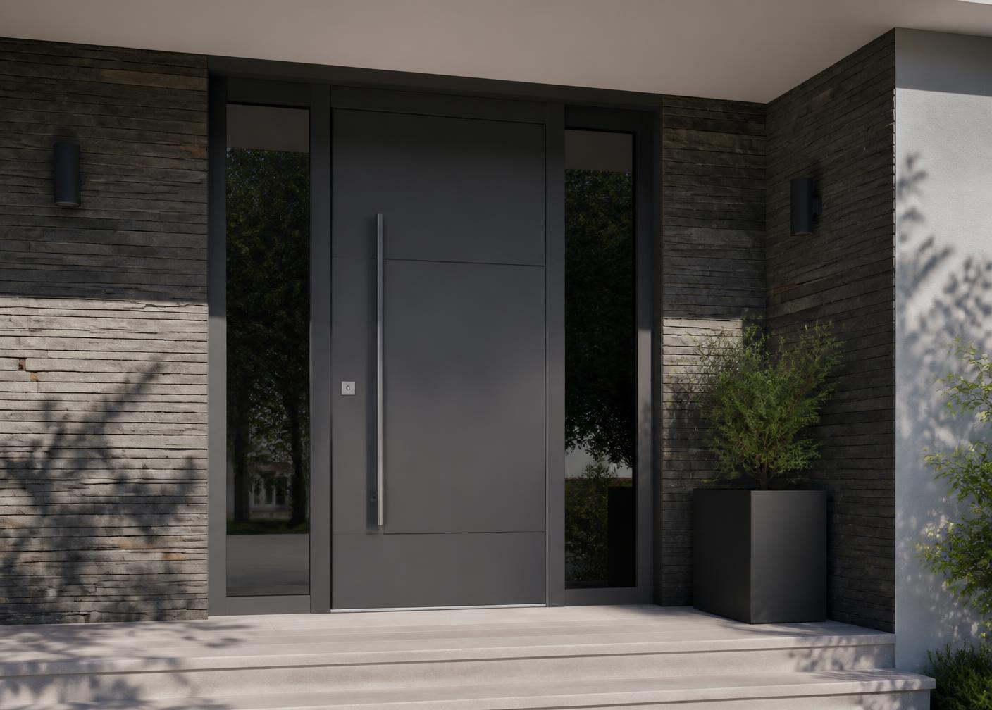 Puerta de entrada moderna en gris antracita